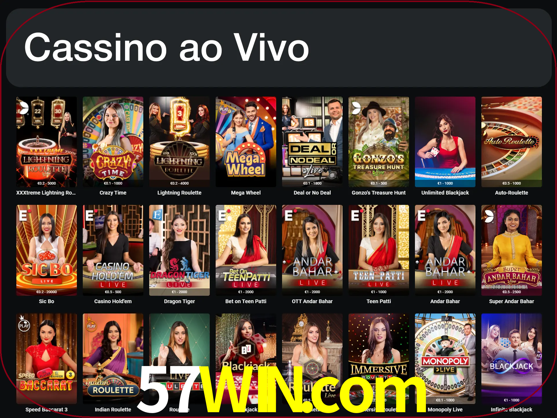 Jogue jogos de cassino com um verdadeiro dealer.